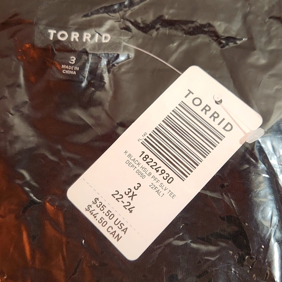 PUFF SLEEVE TEE BLACK HERITAGE SLUB KNIT COTTON - Plus Size 3X - Picture 5 of 8